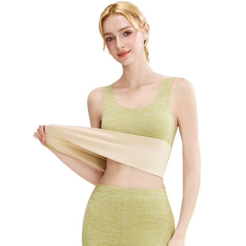 Ženski kašmirski termoski prsluk - okrugli vrat, bezšivni dizajn, jednovrstna tkanina, gustoća tkanja 251–300 g/m², može se nositi kao bazni sloj ili vanjski sloj