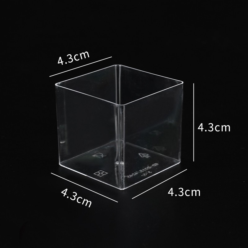 Πλαστικό τετράγωνο κύπελλο επιδορπίων μίας χρήσης, διαφανές, με καπάκι, για καταστήματα milk tea