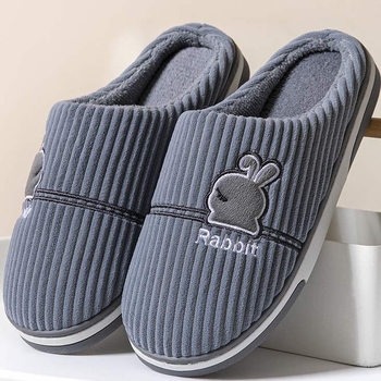 Мъжки зимни пантофи, минималистичен стил, подметка от TPR, горна част Corduroy, подплатени с флис за топло вътрешно ползване