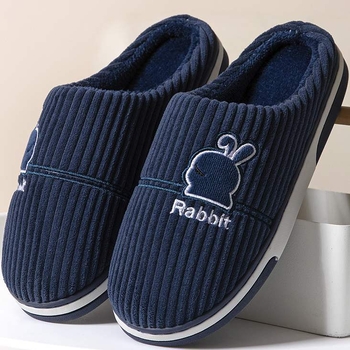 Мъжки зимни пантофи, минималистичен стил, подметка от TPR, горна част Corduroy, подплатени с флис за топло вътрешно ползване