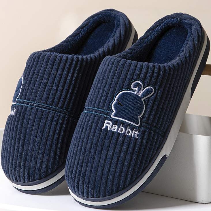 Мъжки зимни пантофи, минималистичен стил, подметка от TPR, горна част Corduroy, подплатени с флис за топло вътрешно ползване