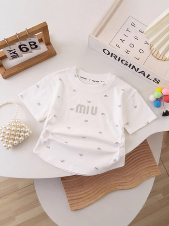 Dječje majice kratkih rukava za djevojčice, poliester smjesa (91–95%), okrugli izrez