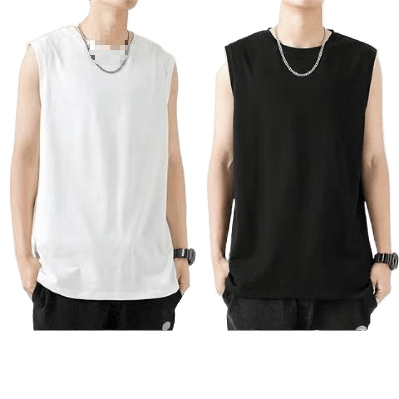 Vesta fără mâneci din bumbac, croială lejeră, imprimare cu logo, 96% bumbac