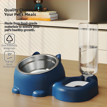 Vas dublu pentru animale de companie cu alimentator de apă automat pentru pisici și câini, corp separat, greutate 1 kg, nedetașabil, fără suport pentru aplicații