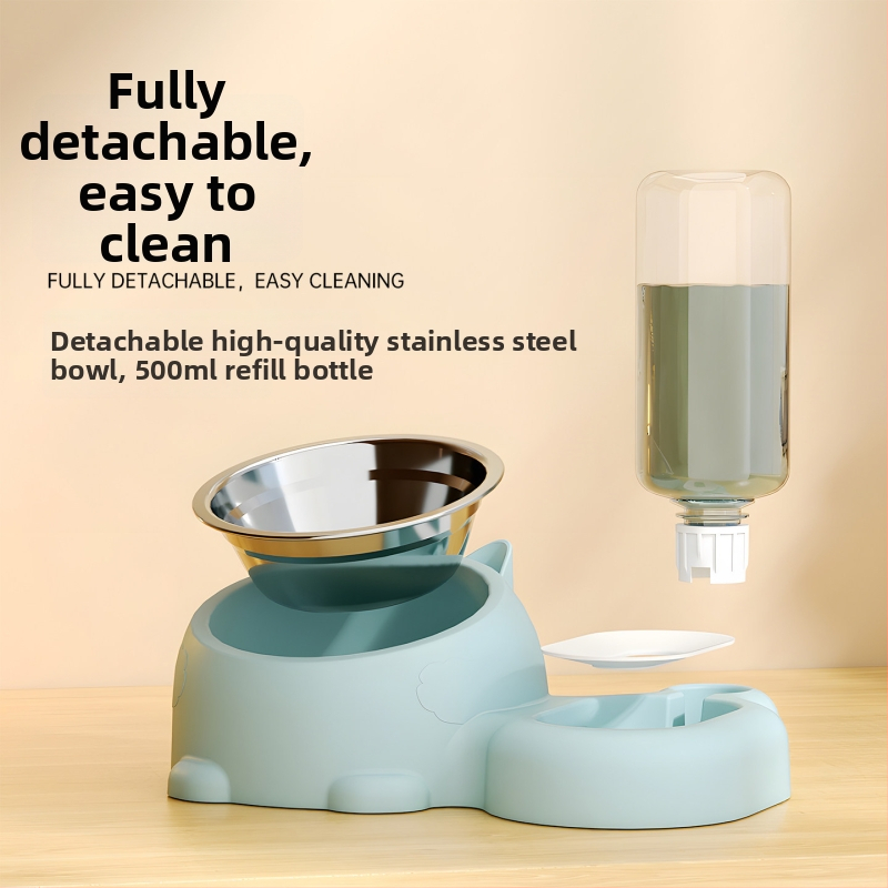 Dvojitá miska pre domáce zvieratá s automatickým vodným dávkovačom pre mačky a psy, rozdelené telo, hmotnosť 1 kg, nie je odnímateľné, bez podpory aplikácie