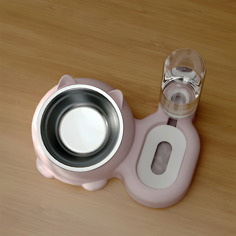 Vas dublu pentru animale de companie cu alimentator de apă automat pentru pisici și câini, corp separat, greutate 1 kg, nedetașabil, fără suport pentru aplicații