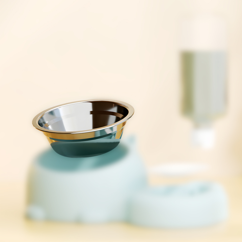 Vas dublu pentru animale de companie cu alimentator de apă automat pentru pisici și câini, corp separat, greutate 1 kg, nedetașabil, fără suport pentru aplicații