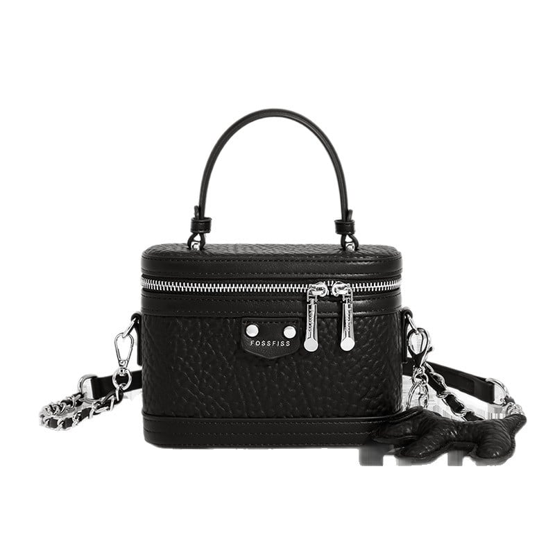 Női valódi bőrből készült doboz alakú hengertáska, cipzáros nyitás, poliészter bélés, 2025 nyara