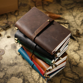 Caiet de notițe cu copertă din piele, legare manuală, hârtie Dawlin/Kraft, 100–200 pagini, 350 g, model Tn104