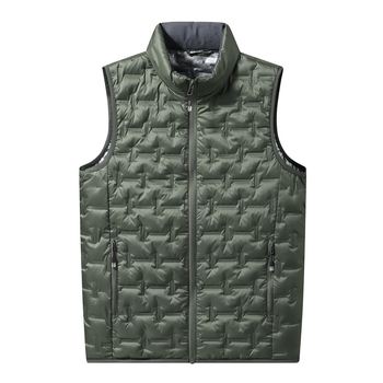 Пухена жилетка, свободен силует, яка стойка без качулка, удебелена за зима, пълнеж 100% бял пух патици, полиестерна материя, джобове по страничните шевове