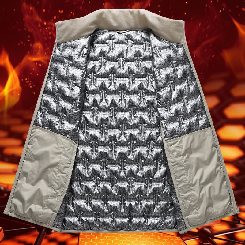 Пухена жилетка, свободен силует, яка стойка без качулка, удебелена за зима, пълнеж 100% бял пух патици, полиестерна материя, джобове по страничните шевове