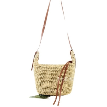 Válltáska papírból készült zsinórral, kötött stílus, vízszintes négyzet alakú, cipzár, bélés poliészter-pamut