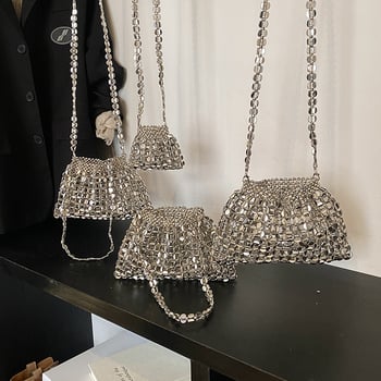 Torba za pazuh u uličnoj modi, od akrila, oblika knedle, otvoreni gornji dio, džep za mobitel