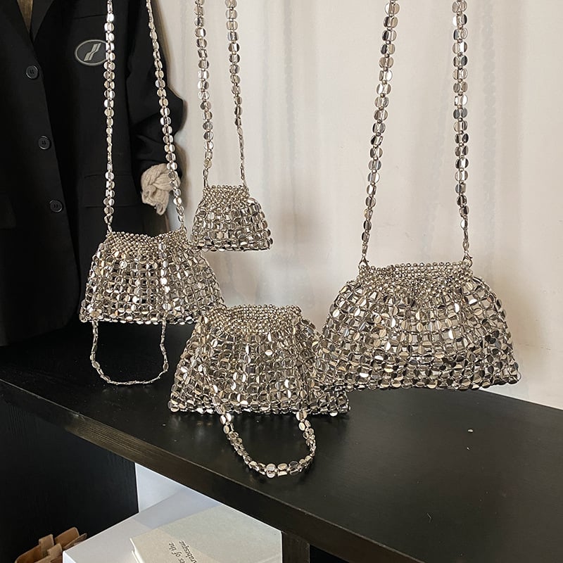 Torba za pazuh u uličnoj modi, od akrila, oblika knedle, otvoreni gornji dio, džep za mobitel