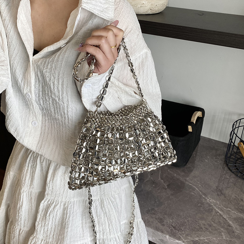 Torba za pazuh u uličnoj modi, od akrila, oblika knedle, otvoreni gornji dio, džep za mobitel