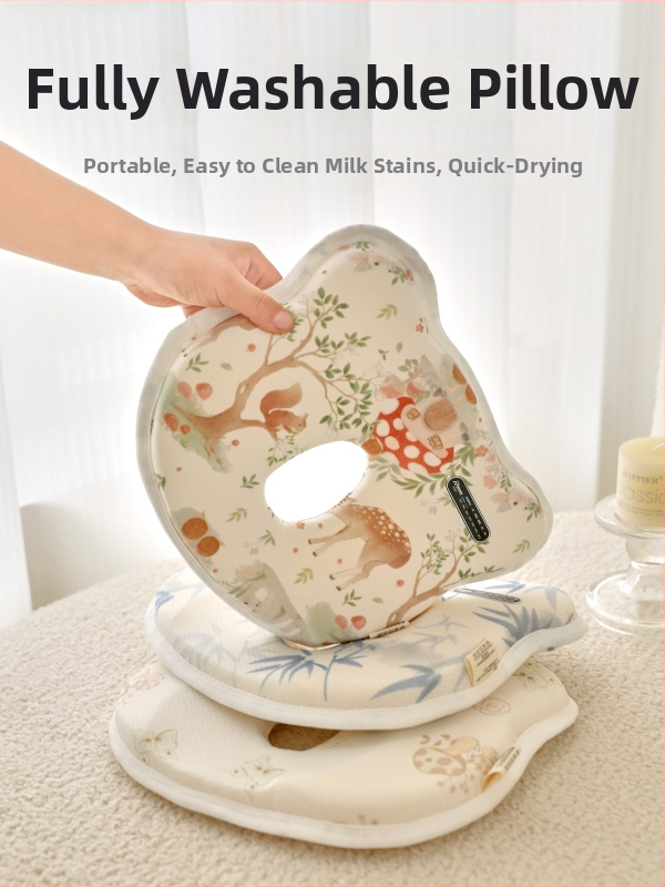 Buffie Bear Бебешка възглавничка за 0–6 месеца, абсорбира потта и диша, против деформации на главата, силиконова формуваща възглавничка