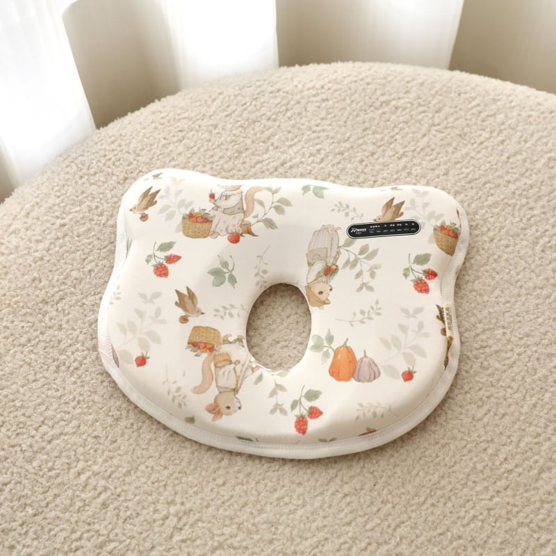 Buffie Bear Бебешка възглавничка за 0–6 месеца, абсорбира потта и диша, против деформации на главата, силиконова формуваща възглавничка