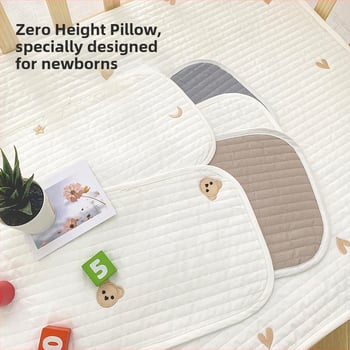 Νεογεννητικό μαξιλαράκι για επίπεδη κεφαλή, κορεατικού στυλ, quilted, 100% βαμβάκι, γέμισμα Kapok, ορθογώνιο, ύψος 1-5 cm