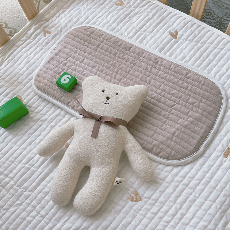 Νεογεννητικό μαξιλαράκι για επίπεδη κεφαλή, κορεατικού στυλ, quilted, 100% βαμβάκι, γέμισμα Kapok, ορθογώνιο, ύψος 1-5 cm