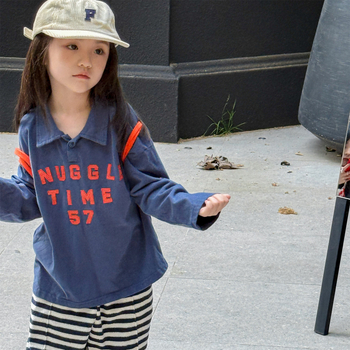 Gyerekeknek szóló pulóver felső, uniszex, koreai stílus, 90% pamut, hosszú ujjú, pulóver, 3–8 évesek, ősz 2025