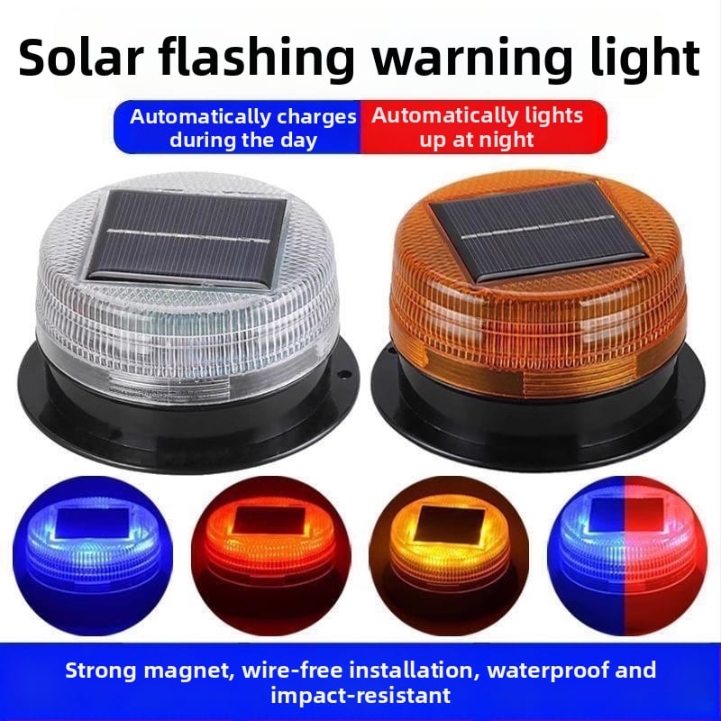 Solarna krovna magnetska strobo svjetiljka za inženjerska vozila, prometne blokade i noćno parkiranje | ABS, Snaga 3, Napon 4, Magnetski držač
