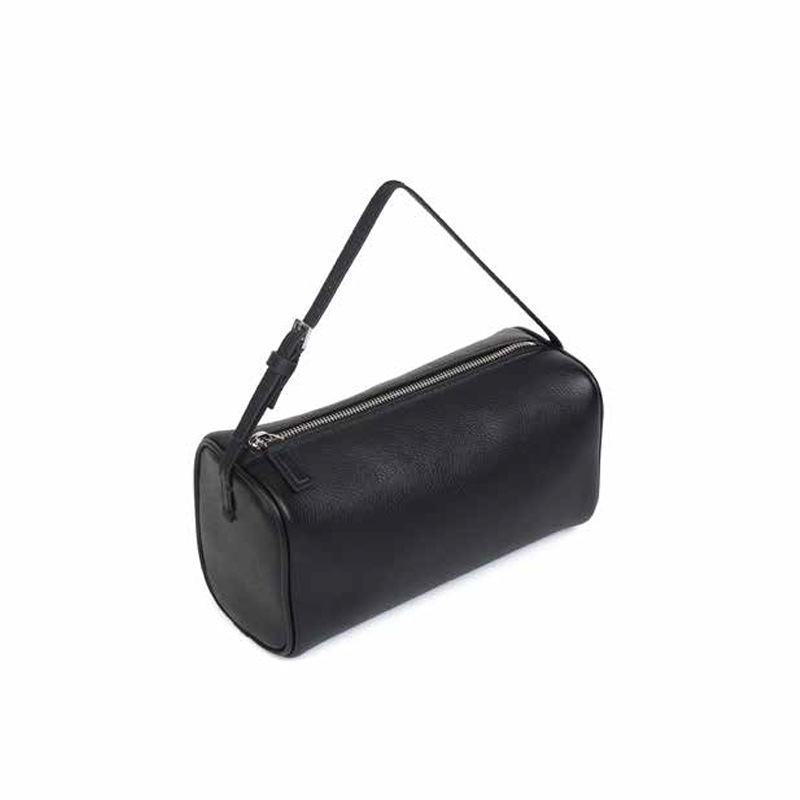 Cilindrična torbica od teleće kože, za pazuh, sa zatvaračem i pretincem za telefon, gradski stil jednostavnosti