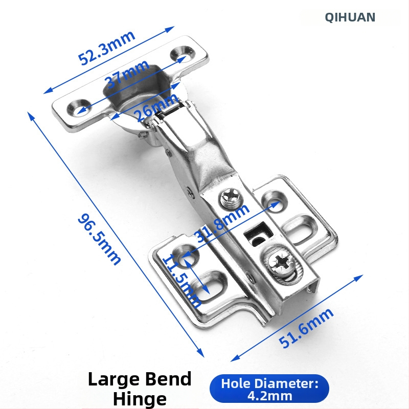Μεντεσές πόρτας ντουλάπας με υδραυλική απόσβεση για ήσυχο άνοιγμα, νικελωμένος σώμα από χάλυβα ψυχρής έλασης, κατάλληλος για ξύλινες πόρτες/ντουλάπες