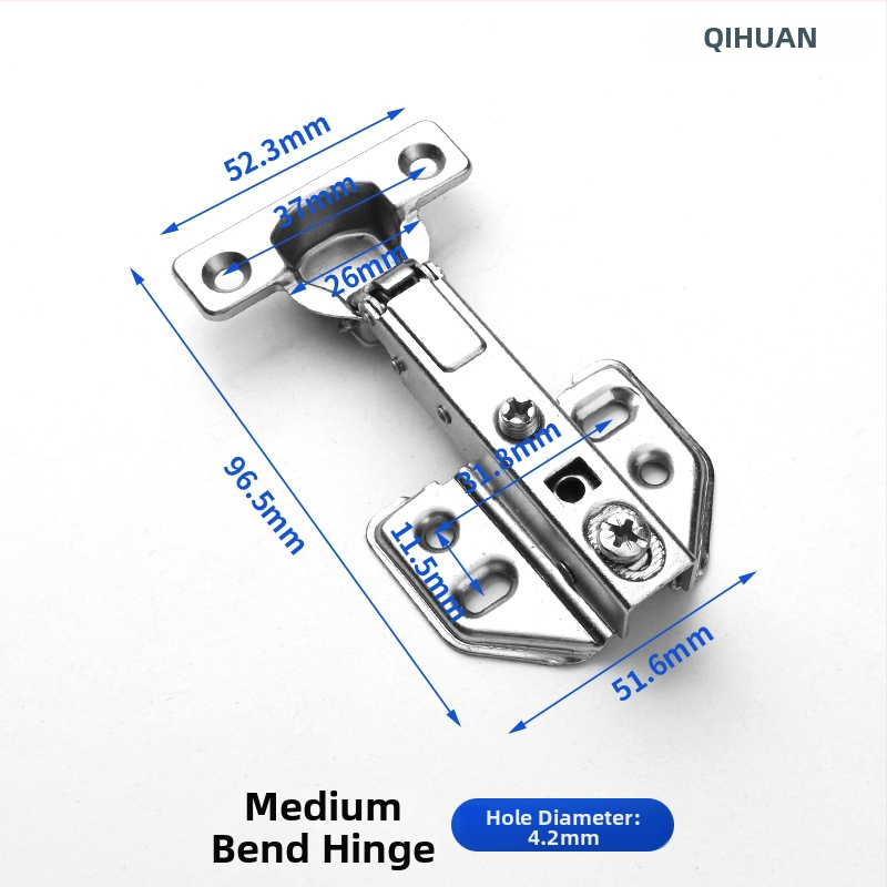 Μεντεσές πόρτας ντουλάπας με υδραυλική απόσβεση για ήσυχο άνοιγμα, νικελωμένος σώμα από χάλυβα ψυχρής έλασης, κατάλληλος για ξύλινες πόρτες/ντουλάπες