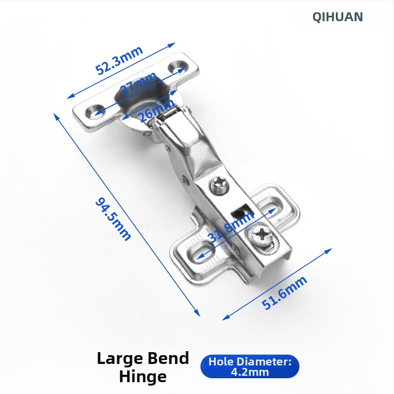 Μεντεσές πόρτας ντουλάπας με υδραυλική απόσβεση για ήσυχο άνοιγμα, νικελωμένος σώμα από χάλυβα ψυχρής έλασης, κατάλληλος για ξύλινες πόρτες/ντουλάπες