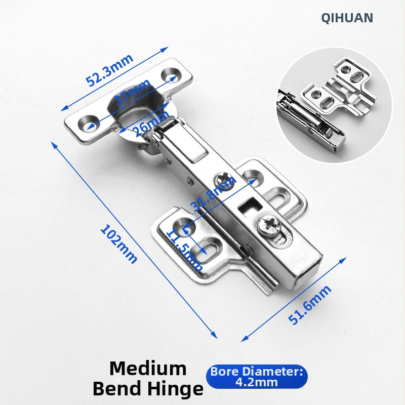 Μεντεσές πόρτας ντουλάπας με υδραυλική απόσβεση για ήσυχο άνοιγμα, νικελωμένος σώμα από χάλυβα ψυχρής έλασης, κατάλληλος για ξύλινες πόρτες/ντουλάπες