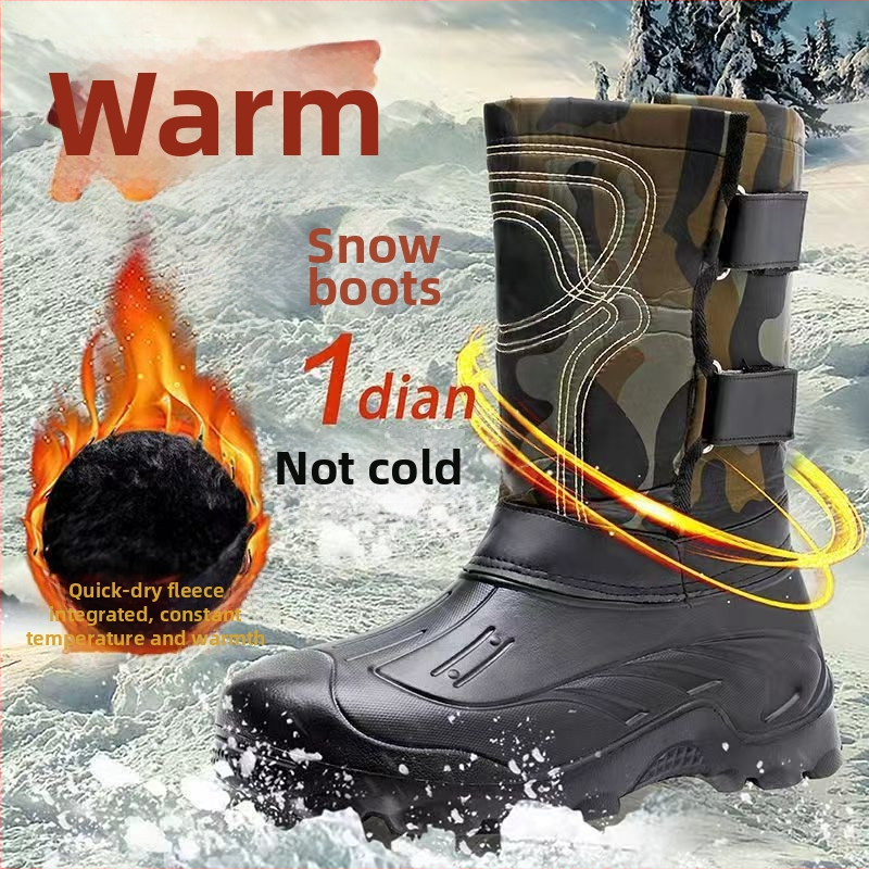 Ghete de zăpadă unisex, căptușite cu fleece, partea superioară din EVA și talpa EVA, impermeabile și ușoare