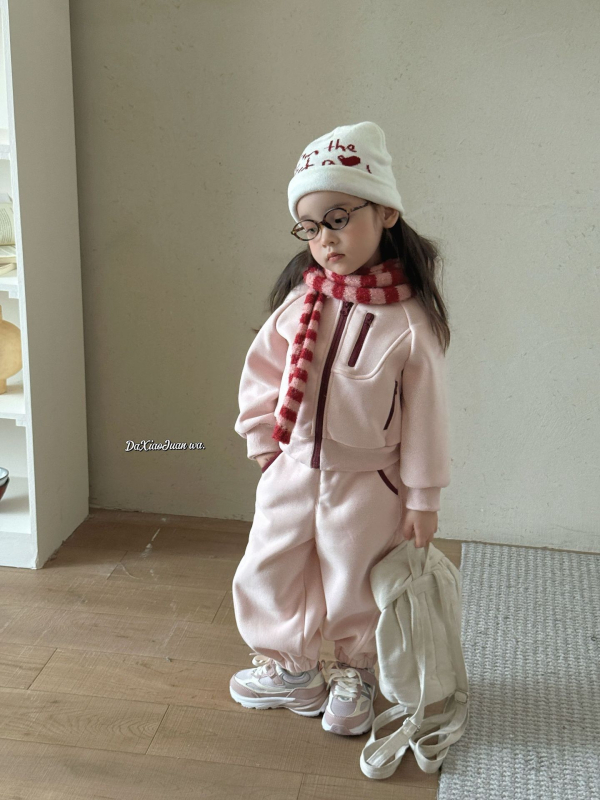 Detský dvojdielny set: mikina so zipsom v kórejskom štýle, hrubá a teplá, bodkovaný vzor, Zima 2025