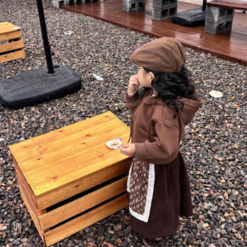 Σετ δύο τεμαχίων για κορίτσια: τοπ από βαμβάκι и φούστα από corduroy για άνοιξη-φθινόπωρο, χαλαρό στυλ