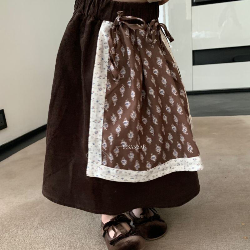 Σετ δύο τεμαχίων για κορίτσια: τοπ από βαμβάκι и φούστα από corduroy για άνοιξη-φθινόπωρο, χαλαρό στυλ