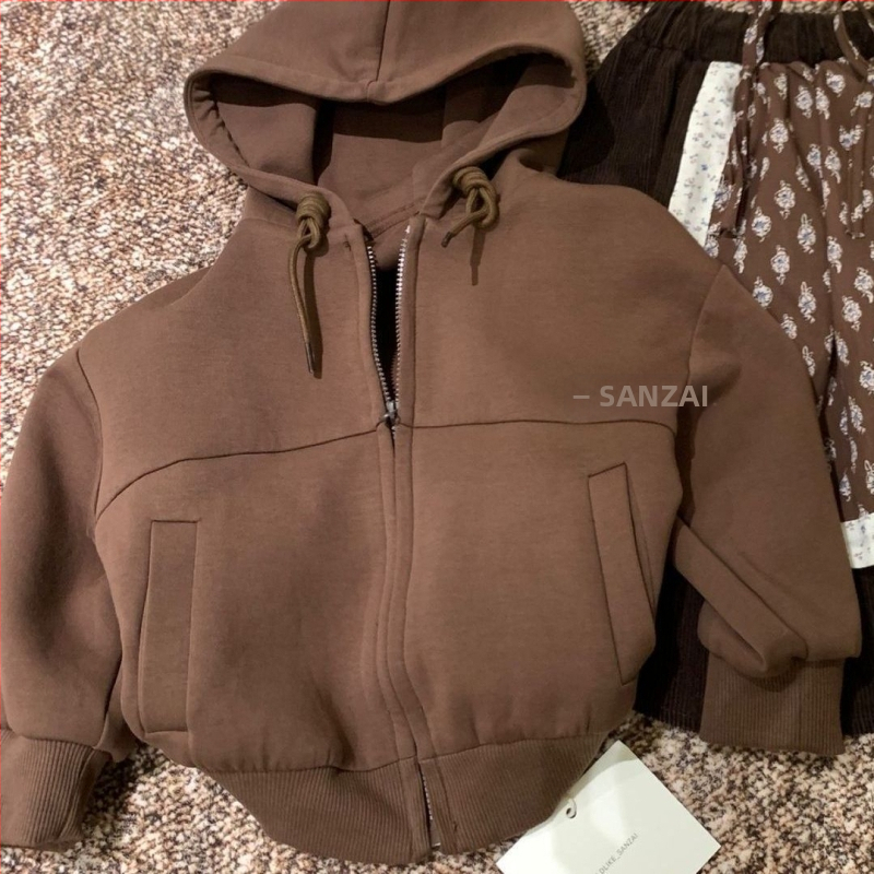 Σετ δύο τεμαχίων για κορίτσια: τοπ από βαμβάκι и φούστα από corduroy για άνοιξη-φθινόπωρο, χαλαρό στυλ