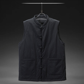 Етническа пухена жилетка с поло яка, съдържание на пух 91–95%, пълнеж 80