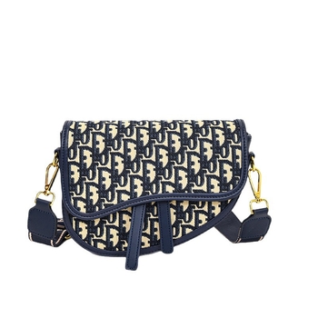 PU bőrű közepes méretű nyerges táska hímzett mintával, kerek forma, cipzár, dupla vállpánt