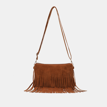 Crossbody tassel táska – PU, európai–amerikai retro stílus, téglalap alakú forma, cipzáras zárás, 2025 tavasz