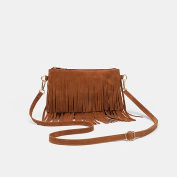 Crossbody tassel táska – PU, európai–amerikai retro stílus, téglalap alakú forma, cipzáras zárás, 2025 tavasz