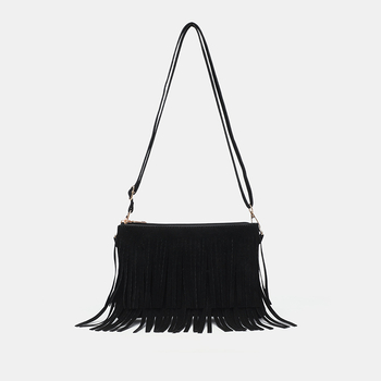 Crossbody tassel táska – PU, európai–amerikai retro stílus, téglalap alakú forma, cipzáras zárás, 2025 tavasz