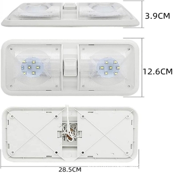 RV belső olvasólámpa, ultrafényes, 48 LED, alumíniumötvözet + akril, 12V DC, 10W, olvasólámpa, felszerelés plafonra/ajtóra/tárolórekeszbe
