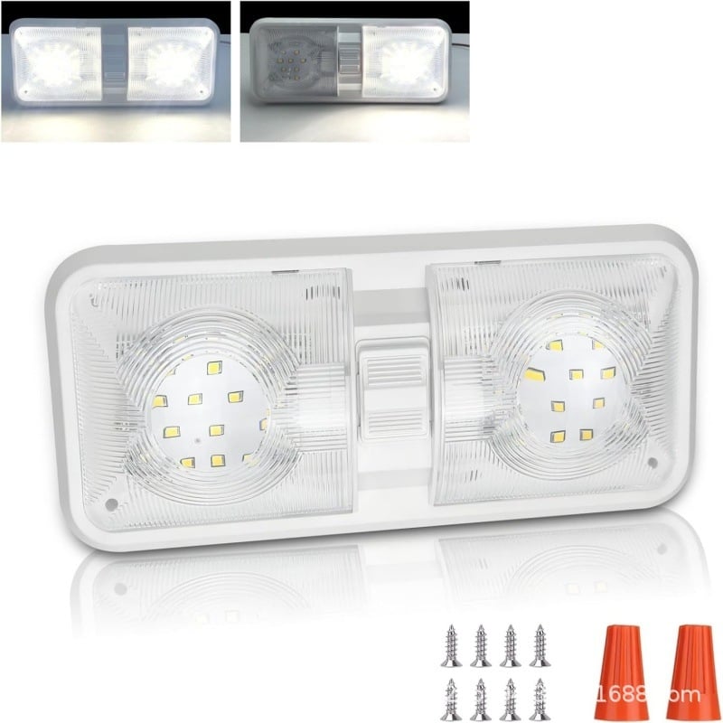 RV belső olvasólámpa, ultrafényes, 48 LED, alumíniumötvözet + akril, 12V DC, 10W, olvasólámpa, felszerelés plafonra/ajtóra/tárolórekeszbe