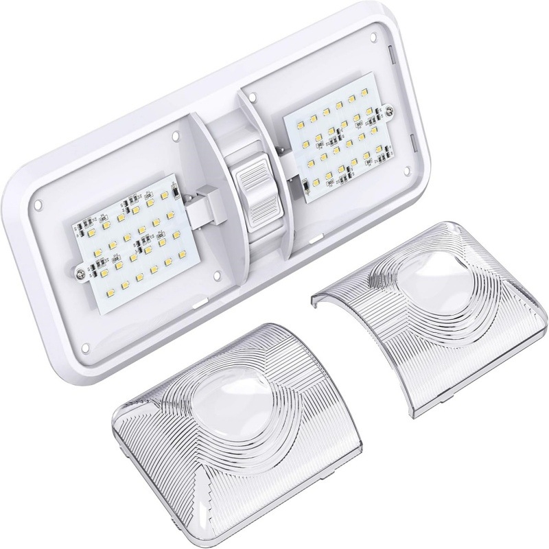 RV belső olvasólámpa, ultrafényes, 48 LED, alumíniumötvözet + akril, 12V DC, 10W, olvasólámpa, felszerelés plafonra/ajtóra/tárolórekeszbe