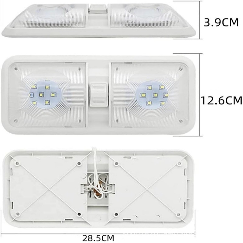 RV belső olvasólámpa, ultrafényes, 48 LED, alumíniumötvözet + akril, 12V DC, 10W, olvasólámpa, felszerelés plafonra/ajtóra/tárolórekeszbe