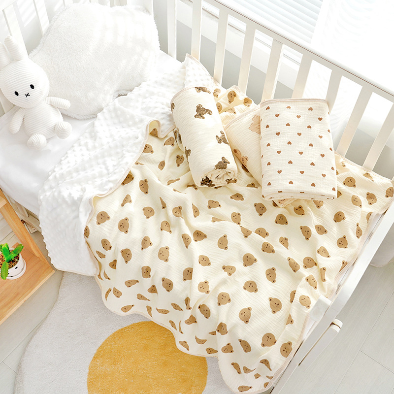 Novorodenecká deka s polyesterovým výplňom, gáza látka, hmotnosť pod 1 jin, pre novorodencov, cartoon štýl