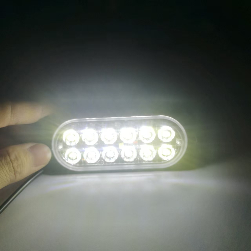 I-cl-12 led autófigyelmeztető fény, 12-24V, 4W, ABS, ultra vékony, 12 LED, hátsó ajtó/ mennyezeti dekoratív fény, csavaros rögzítés