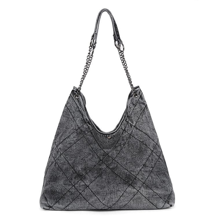 Denim városi táska függőleges négyzet alakú, cipzárral, telefontartó zsebbel, belső patch zsebbel