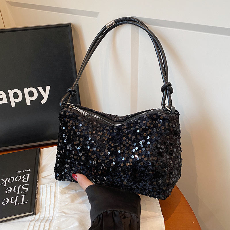 Női hónalj-táska - városi egyszerű stílus, poliészter, horizontális négyzet alakú forma, cipzáras nyitás, háromdimenziós külső táska