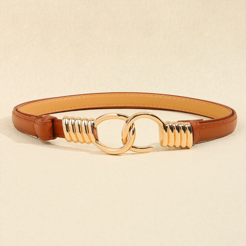 Női ruhaszíj PU bőrből, vékony szélességű, ötvözet csattal és kampóval, elegáns geometriai rózsás részlettel, Haoyu, 2024 nyár