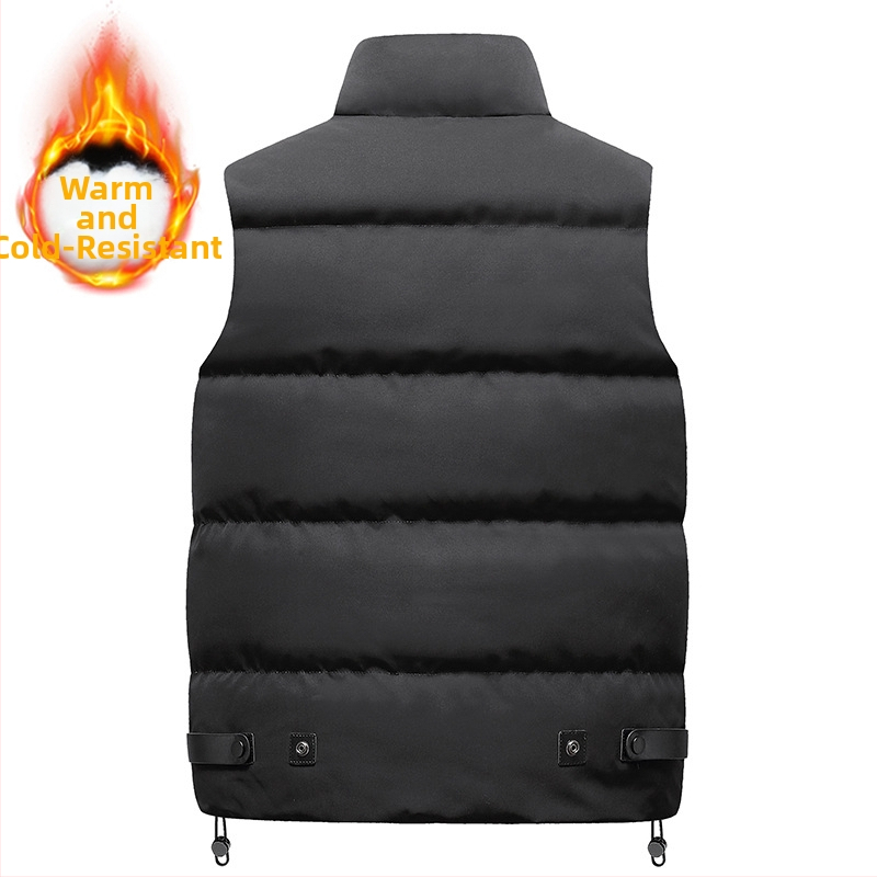 Vesta din bumbac cu căptușeală, model carouri, stil coreean, croială slim, guler înalt, fermoar